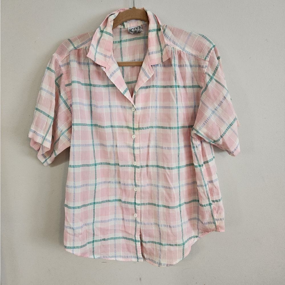 Vintage top plaid button down koret medium top